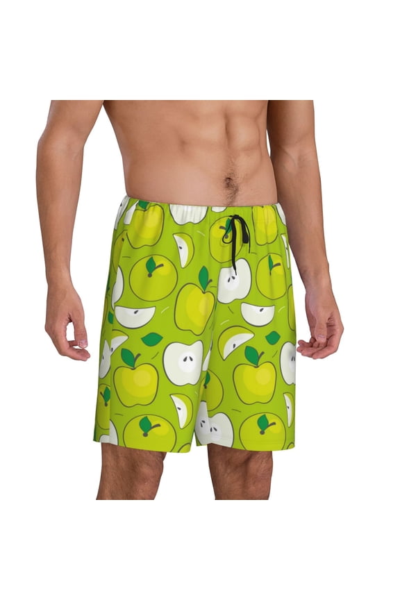 Green Apple Pajama Shorts for Men, Men's Pajama Bottoms, Sleepwear,Short Pajama Pants-XX-Large