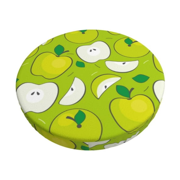 Picia Green Apple Pattern Round Stool Covers Comfy Seat Covers Stretch Removable Washable Chair Slipcover Round Bar Chair Cushion Cover-14 inch
