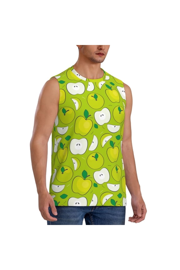 Green Apple mens Cotton Tank Undershirts , Moisture-wicking Ribbed Tanks, Lightweight Cotton Tank Undershirts-
