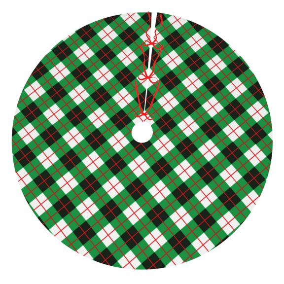 Picia Green Argyle Plaid Print Christmas Tree Skirt , Christmas Tree Skirt Ornaments for Merry Christmas Holiday Party Decorations Indoor Outdoor-48"