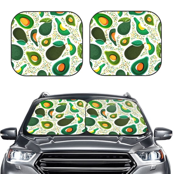 Picia Green Avocado 2 Piece Car Windshield Sun Shade Foldable | Foldable Sun Shield for Front Window Blocks UV Rays and Keeps Your Vehicle Cool-Small