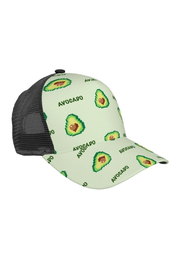 Green Avocado Pattern Trucker Hat,Baseball Cap,Sun Protection Cap,Stylish Headwear,Leisure Cap,Outdoor Sports Cap
