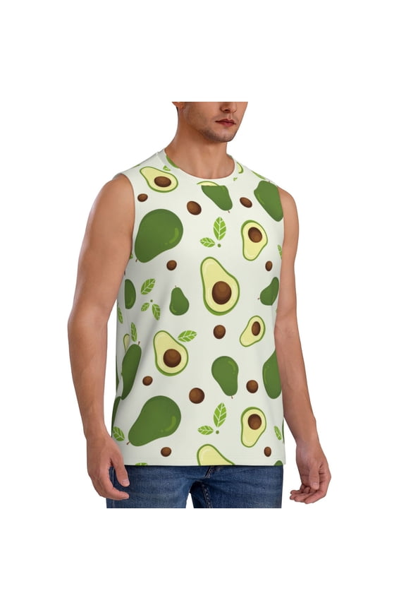 Green Avocado mens Cotton Tank Undershirts , Moisture-wicking Ribbed Tanks, Lightweight Cotton Tank Undershirts-Small