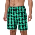 thumbnail image 1 of Picia Green and Black Houndstooth Pattern Mens Swim Trunks with Compression Liner Stretch Beach Shorts Quick Dry with Zipper Pockets No-Chafing Board Shorts-X-Large, 1 of 6