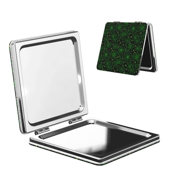 Picia Green Bright Web with Spiders for Compact Vanity Mirror , Travel Makeup Mirror , Portable Magnifying Cosmetic Mirror for Daily, Work, Business-Square