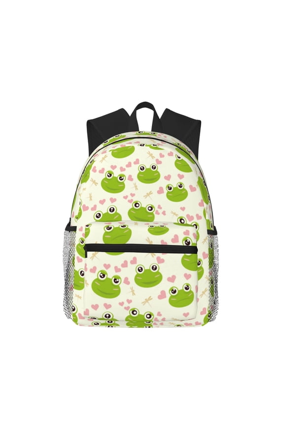 Green Frog Large Capacity Backpack Classic Style Backpack Casual Backpack Water-Resistant School Work Travel Outdoor Backpack