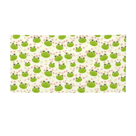 Picia Green Frog Pattern Party Banner, Festive Decoration, Holiday Banner, Celebration Decor, Event Banner, Reusable Party Banner-Small