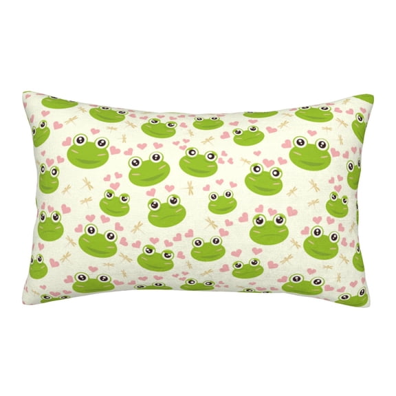 Picia Green Frog Pattern Plush Pillow Case – Soft and Cozy Cushion Cover, Hypoallergenic Throw Pillow Case for Home Decor-16"x24"