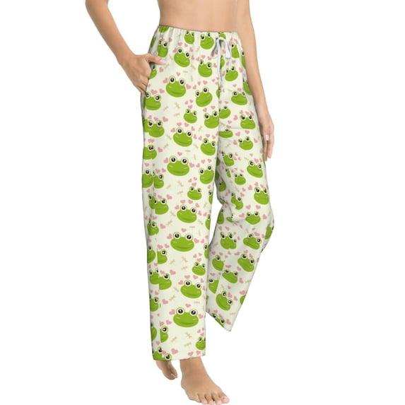 Picia Green Frog Womens Soft Woven Cotton Elastic Waistband Sleep Pajama Pant Lounge Sleep Pant With Pockets And Drawstring-X-Large