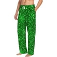 thumbnail image 1 of Picia Green Glitter Mens Soft Woven Cotton Elastic Waistband Sleep Pajama Pant Lounge Sleep Pant With Pockets And Drawstring-X-Large, 1 of 9