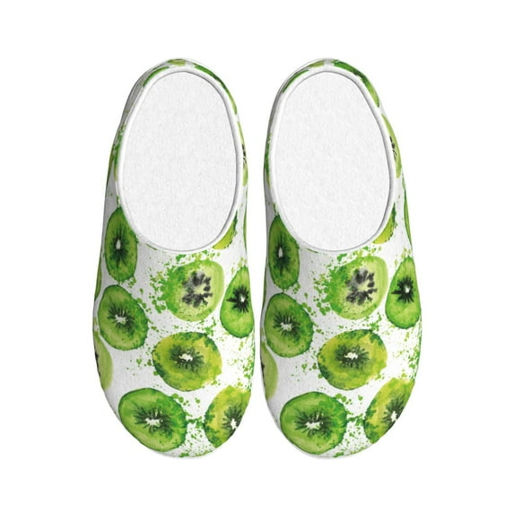 Picia Green Kiwi for Women's Lamb-hug Comfy Fleece House Slippers Memory Foam, Slip-on House Shoes Indoor Outdoor-44/45