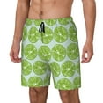 thumbnail image 1 of Picia Green Lemon Slices pattern Mens Swim Trunks with Compression Liner Stretch Beach Shorts Quick Dry with Zipper Pockets No-Chafing Board Shorts-Large, 1 of 9