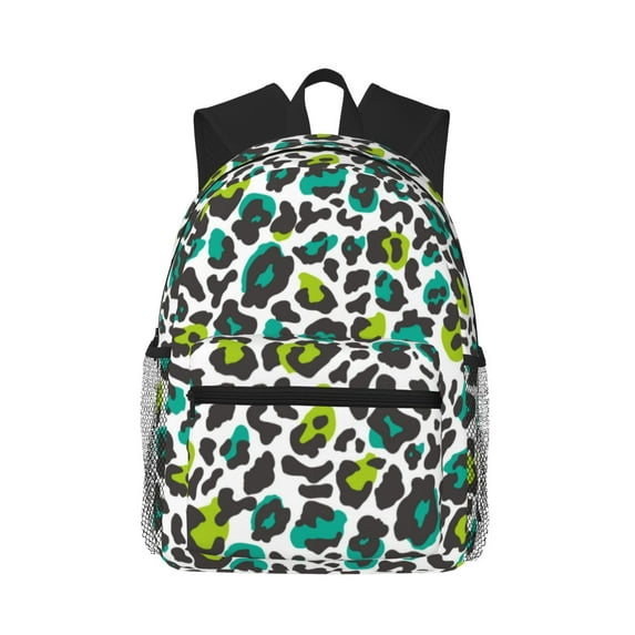 Picia Green Leopard Large Capacity Backpack Classic Style Backpack Casual Backpack Water-Resistant School Work Travel Outdoor Backpack