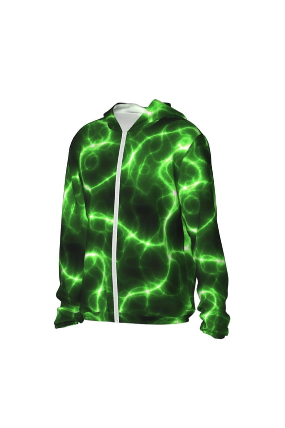 Green Lightning Women's Men's UPF 50+ Sun Protection Hoodie Shirt Long Sleeve SPF Fishing Outdoor UV Hiking Lightweight Shirts-X-Large