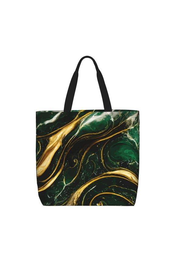 Green Marble for Tote Bag for Women with Zipper, Gym Tote with Compartments, Laptop Work Tote Nurse Dance Yoga Bag for Sport, Travel