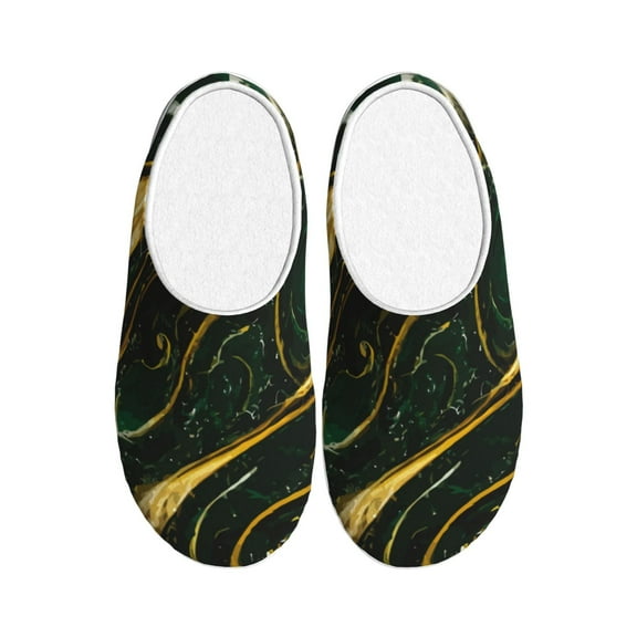 Picia Green Marble for Women's Lamb-hug Comfy Fleece House Slippers Memory Foam, Slip-on House Shoes Indoor Outdoor-39/40
