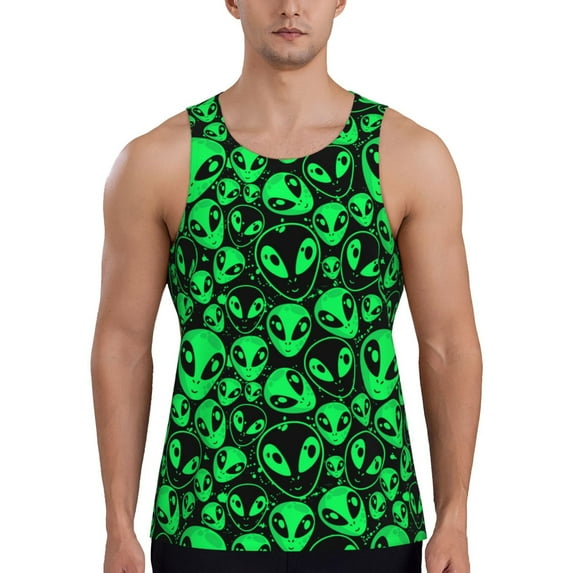 Picia Green Monster Printed Men’s Performance Tank, Men's Workout Tank Top Moisture-Wicking Tank Top Muscle tee, Breathable Workout Shirt-XX-Large
