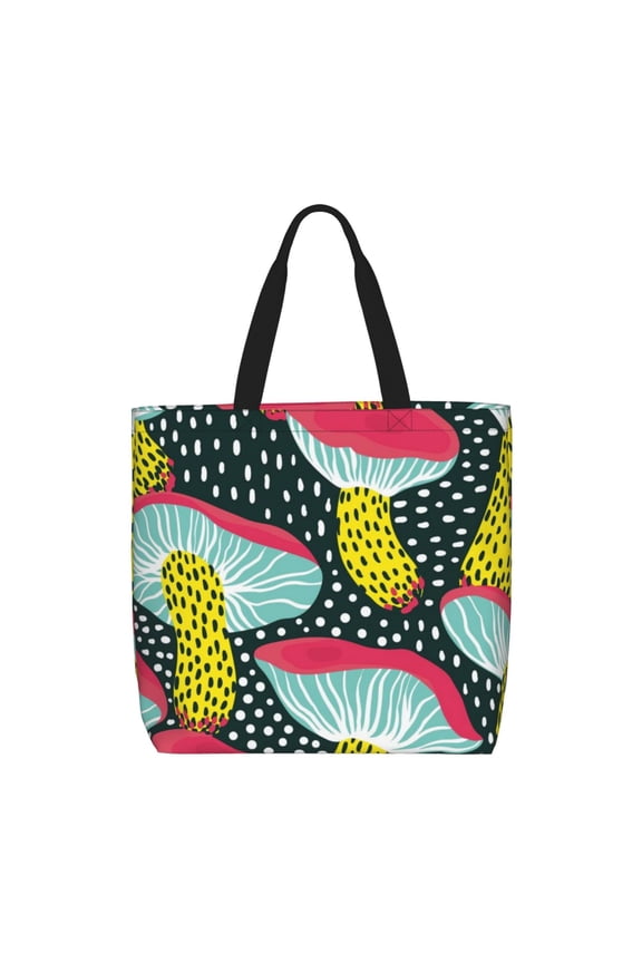 Green Mushroom for Tote Bag for Women with Zipper, Gym Tote with Compartments, Laptop Work Tote Nurse Dance Yoga Bag for Sport, Travel