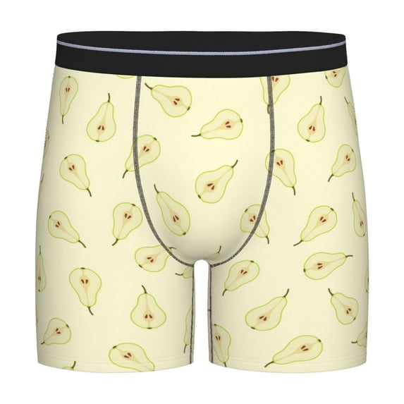 Picia Green Pears Pattern Men's Athletic Long Leg Briefs , Performance Stretch Underwear,Moisture-Wicking