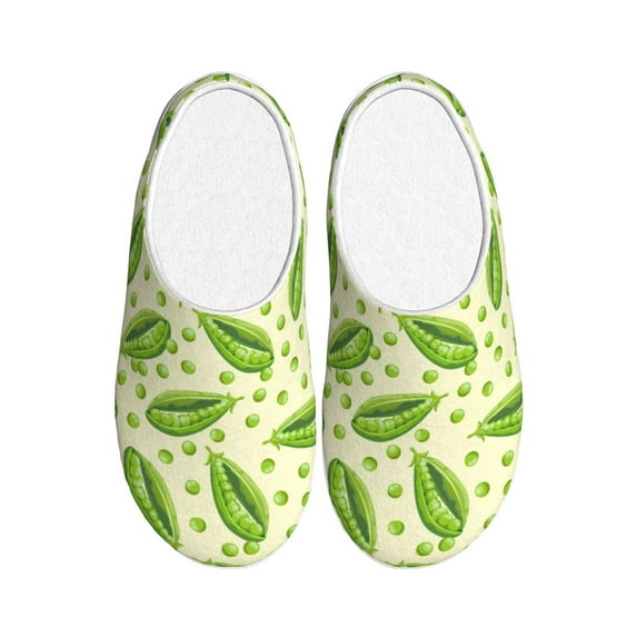 Picia Green Peas for Women's Lamb-hug Comfy Fleece House Slippers Memory Foam, Slip-on House Shoes Indoor Outdoor-40/41
