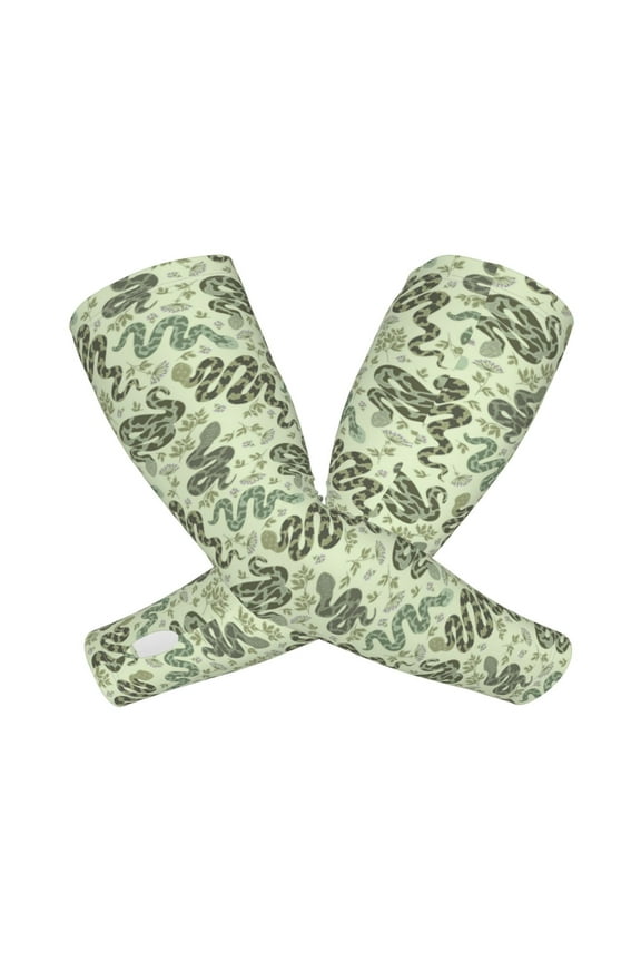 Green Snake Arm Sleeves for Men and Women - Tattoo Cover Up UPF 50+ Cooling Sports Sleeve for Basketball Golf Football-One Size