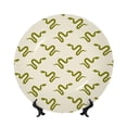 thumbnail image 1 of Picia Green Snake Pattern Bone China Decorative Plate – Wall Decor with Stand and Adhesive, Elegant Ornament for Living Room, Office, or Entryway-7in, 1 of 6