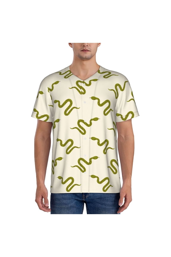 Green Snake Pattern Mens Polo Shirts Quick Dry Short Sleeve Golf T Shirt Performance Moisture Wicking Casual Workout Baseball T-shirt-X-Large