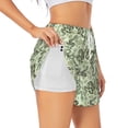 thumbnail image 1 of Picia Green Snake Pattern Women's 2 in 1 Athletic Running Shorts High Waisted Workout Casual Gym Sweat Shorts with Comfy Liner Zipper Pockets-Large, 1 of 9