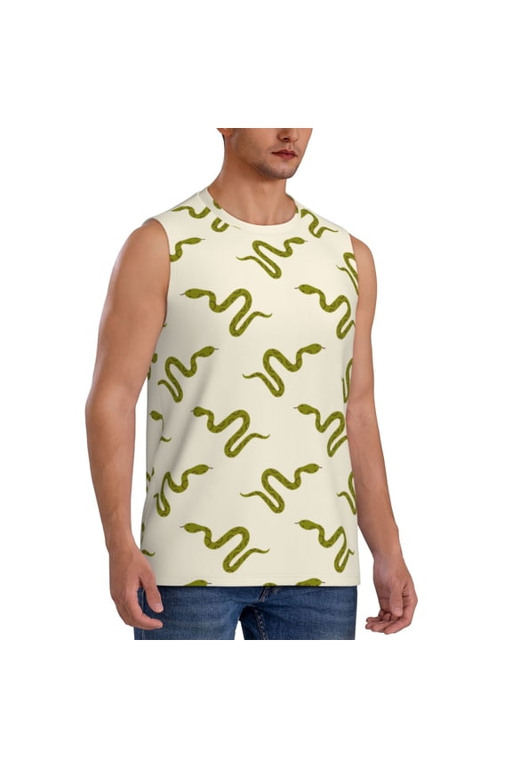 Green Snake mens Cotton Tank Undershirts , Moisture-wicking Ribbed Tanks, Lightweight Cotton Tank Undershirts-Medium
