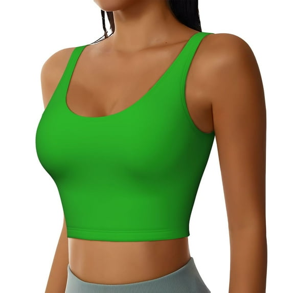 Picia Green Sports Bra for Women,Padded Strappy Sports Bras Medium Support Yoga Bra with Removable Cups,Running Yoga Bra-