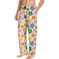 thumbnail image 1 of Picia Groovy Daisy Flowers Mens Soft Woven Cotton Elastic Waistband Sleep Pajama Pant Lounge Sleep Pant With Pockets And Drawstring-Small, 1 of 9