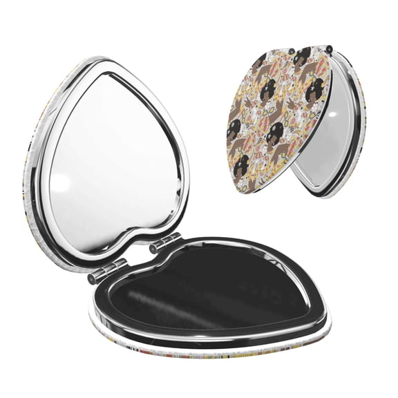 Picia Groovy Disco for Compact Vanity Mirror , Travel Makeup Mirror , Portable Magnifying Cosmetic Mirror for Daily, Work, Business-Heart Shape