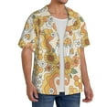 thumbnail image 1 of Picia Groovy Hippie Flower Mushrooms Men's Linen Shirts Short Sleeve Cuban Beach Shirts Casual Shirts Button Down Shirt for Men Beach Summer Wedding Shirt-Large, 1 of 7
