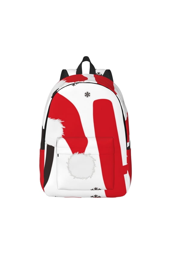 HOHOHO Christmas Printed Canvas Daypack - Stylish and Durable Vintage Compact Backpack - Class, Work, Travel, or Laptop Bookbag,Organized Compartments-Medium