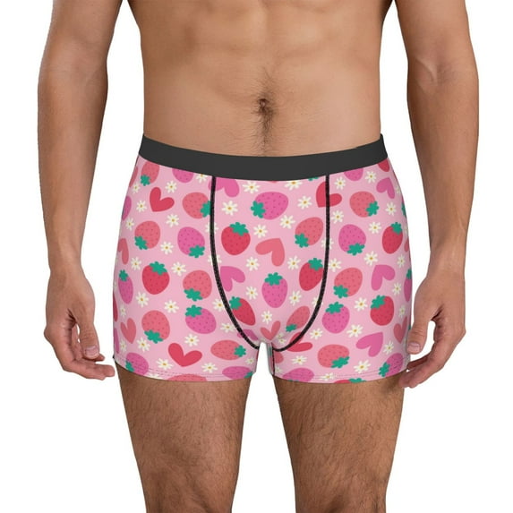 Picia Haear Strawberry Pattern Men’s Boxer Briefs – Soft & Breathable Underwear, Stretchy & Comfortable Fit, Supportive Pouch Design, Moisture-Wicking-Large
