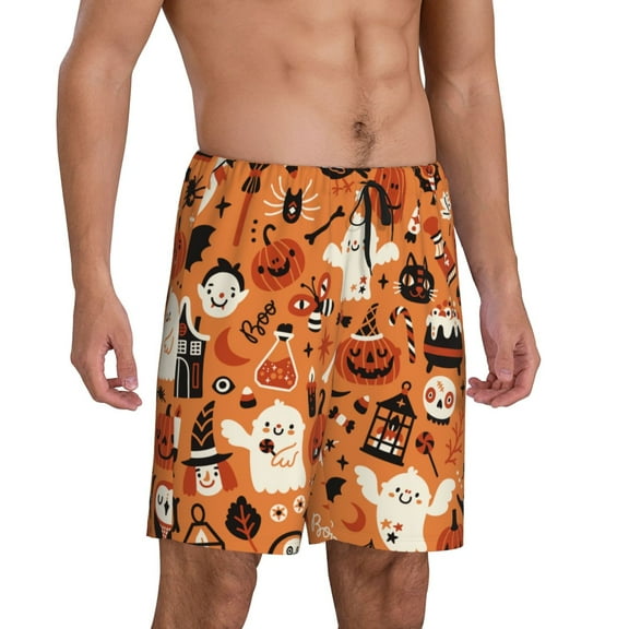 Picia Halloween 2 Pajama Shorts for Men, Men's Pajama Bottoms, Sleepwear,Short Pajama Pants-Large