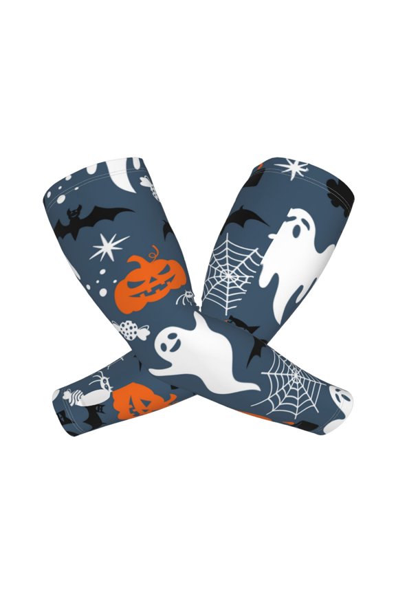 Halloween Arm Sleeves for Men and Women - Tattoo Cover Up UPF 50+ Cooling Sports Sleeve for Basketball Golf Football-One Size