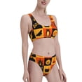 thumbnail image 1 of Picia Halloween Banner Symbols Women's High Waisted Bikini Scoop Neck Swimsuit Two Pieces Bathing Suit-Small, 1 of 8