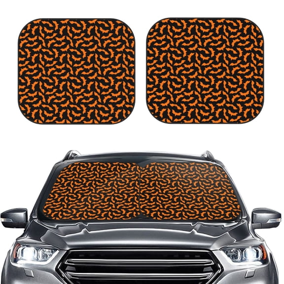 Picia Halloween Bat 2 Piece Car Windshield Sun Shade Foldable | Foldable Sun Shield for Front Window Blocks UV Rays and Keeps Your Vehicle Cool-Large