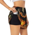 thumbnail image 1 of Picia Halloween Decoration Pattern Women's 2 in 1 Athletic Running Shorts High Waisted Workout Casual Gym Sweat Shorts with Comfy Liner Zipper Pockets-, 1 of 9
