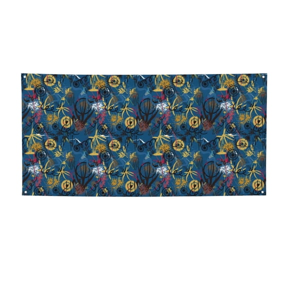 Picia Halloween Elements Pattern Party Banner, Festive Decoration, Holiday Banner, Celebration Decor, Event Banner, Reusable Party Banner-Medium