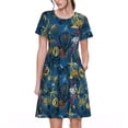 thumbnail image 1 of Picia Halloween Elements Pattern Women's Short Sleeve Summer Dress Pleated Loose Swing Knee Length Short Sleeve Swing Dresses, 1 of 6