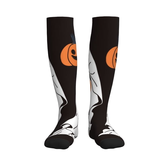 Picia Halloween Ghosts And Pumpkins Printed Sports Compression Socks - 15-20mmHg Graduated Compression, High-Performance Soft and Breathable Socks for Men and Women