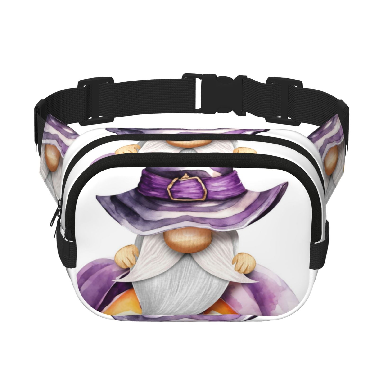Picia Halloween Gnome With Pumpkins Print Square Double-Layer Waist Bag Mini Adjustable Waist Belt Bag Exercise Running Travel Hiking