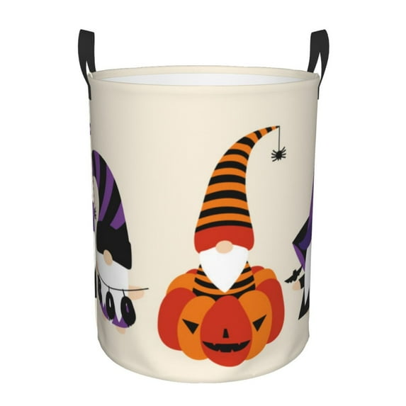 Picia Halloween Gnomes1 Pattern Large Laundry Basket, Waterproof, Freestanding Laundry Hamper, Collapsible Tall Clothes Hamper with Extended Handles-Medium