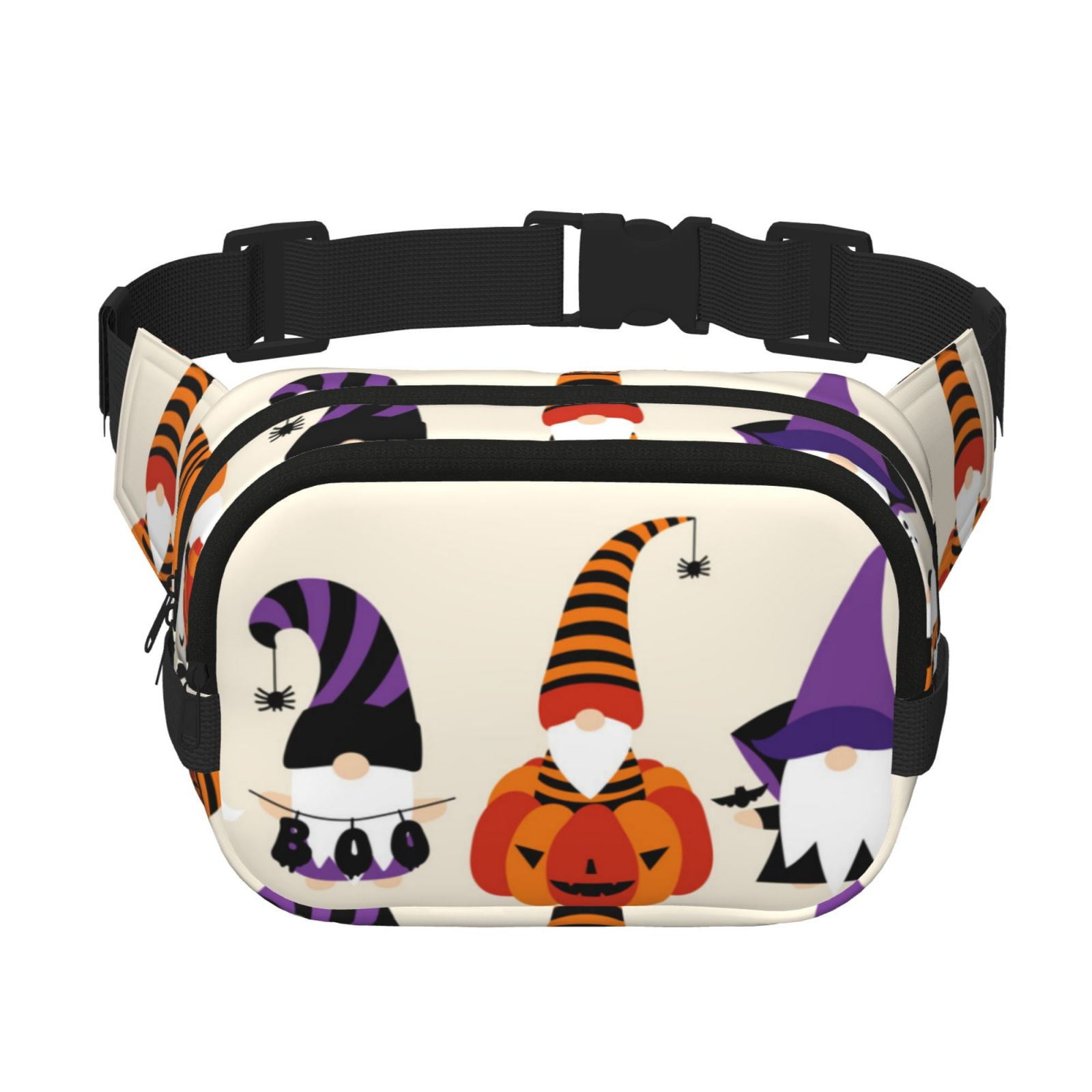 Picia Halloween Gnomes1 Print Square Double-Layer Waist Bag Mini Adjustable Waist Belt Bag Exercise Running Travel Hiking