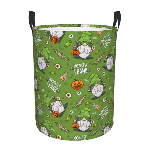 Picia Halloween Monster Gnome Pattern Large Laundry Basket, Waterproof, Freestanding Laundry Hamper, Collapsible Tall Clothes Hamper with Extended Handles-Small