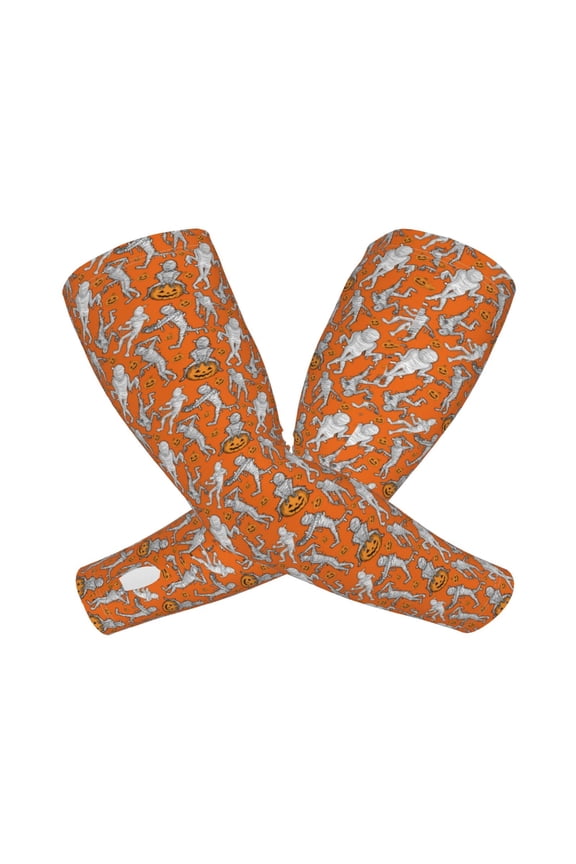 Halloween Mummy Arm Sleeves for Men and Women - Tattoo Cover Up UPF 50+ Cooling Sports Sleeve for Basketball Golf Football-One Size