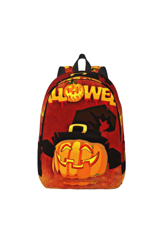 Halloween Pumpkin Printed Canvas Daypack - Stylish and Durable Vintage Compact Backpack - Class, Work, Travel, or Laptop Bookbag,Organized Compartments-Small