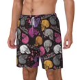 thumbnail image 1 of Picia Halloween Skeleton pattern Mens Swim Trunks with Compression Liner Stretch Beach Shorts Quick Dry with Zipper Pockets No-Chafing Board Shorts-X-Large, 1 of 9